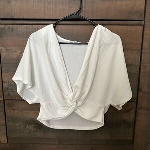 White twist crop top